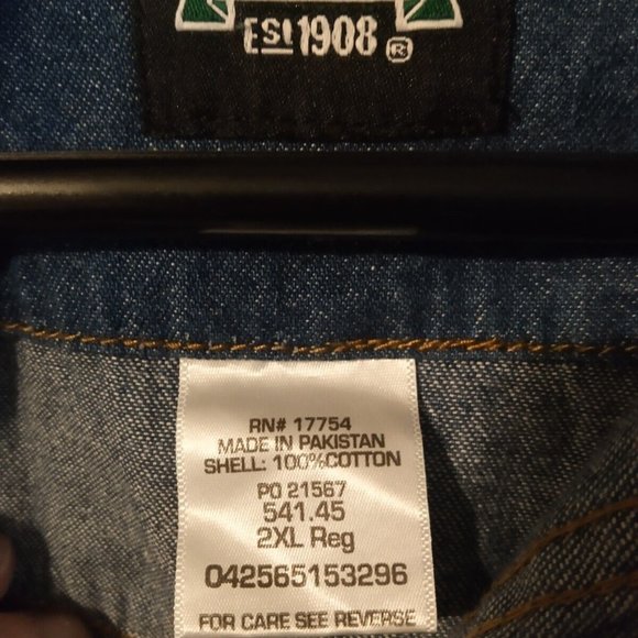 Key Men’s Western Pearl Snap Denim Button Up Size 2XL Regular Blue Denim Vintage - Picture 3 of 4